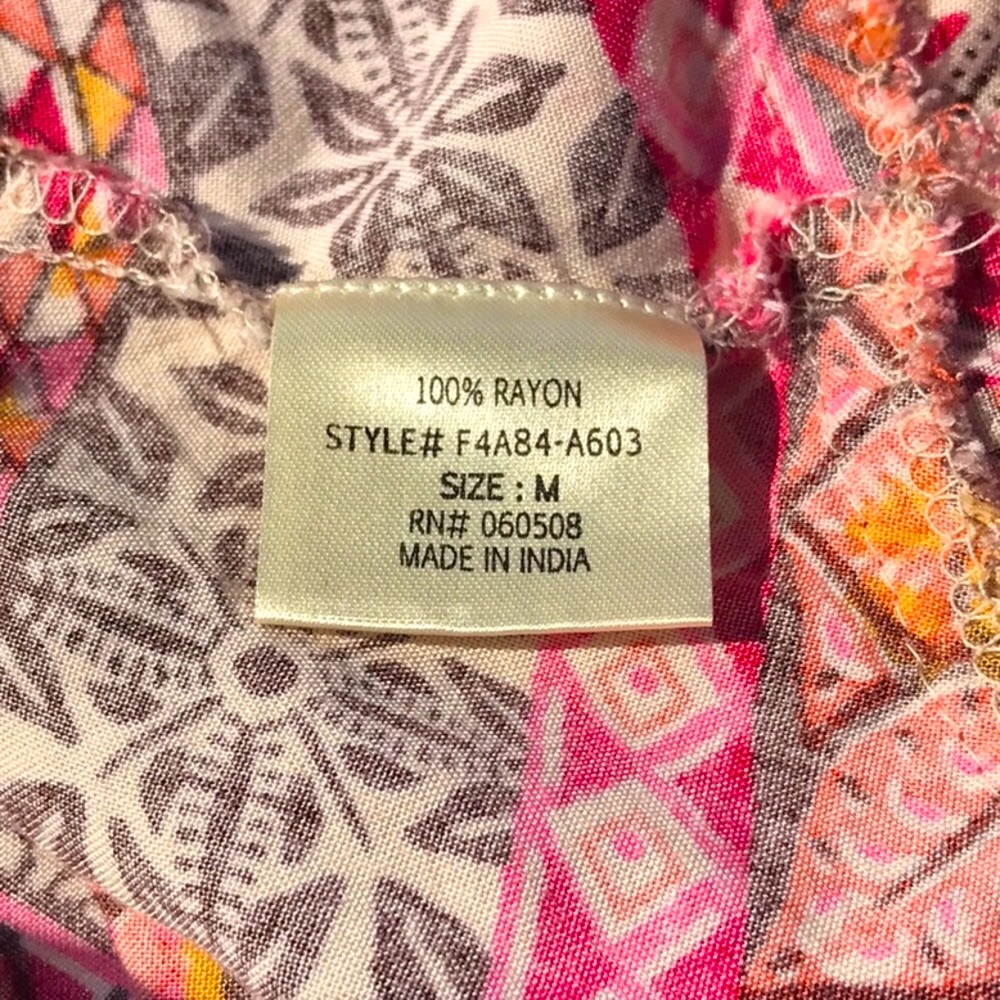 Miami Boho Brown Orange Pink Cream Floral Printed Halter Midi Dress Size Medium - Picture 15 of 16